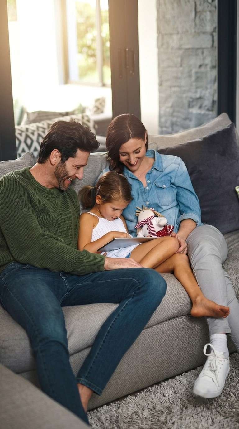 Parent spending warm, connected time with children at home